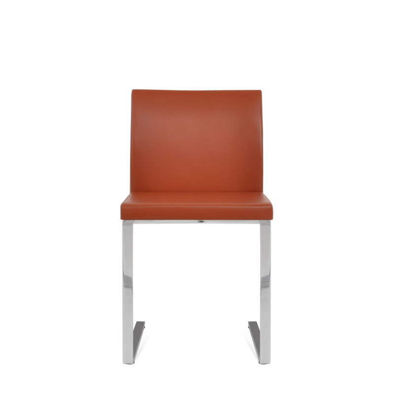 Aria Flat Side Chair, Brick Faux Leather