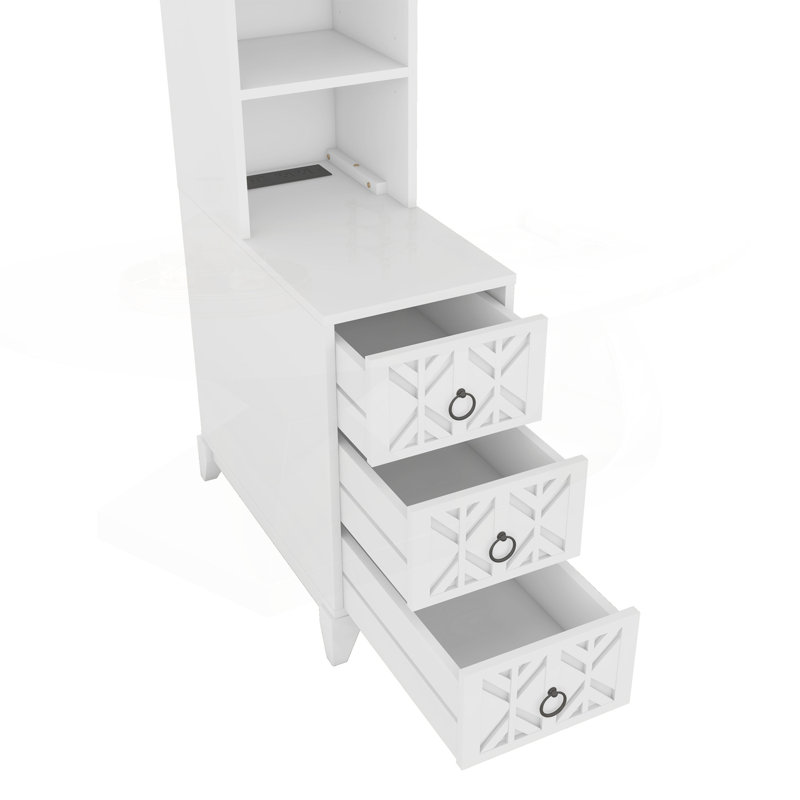 Versatile End Table with Multiple Storage Options and Stylish Design for Bedroom and Corner, White