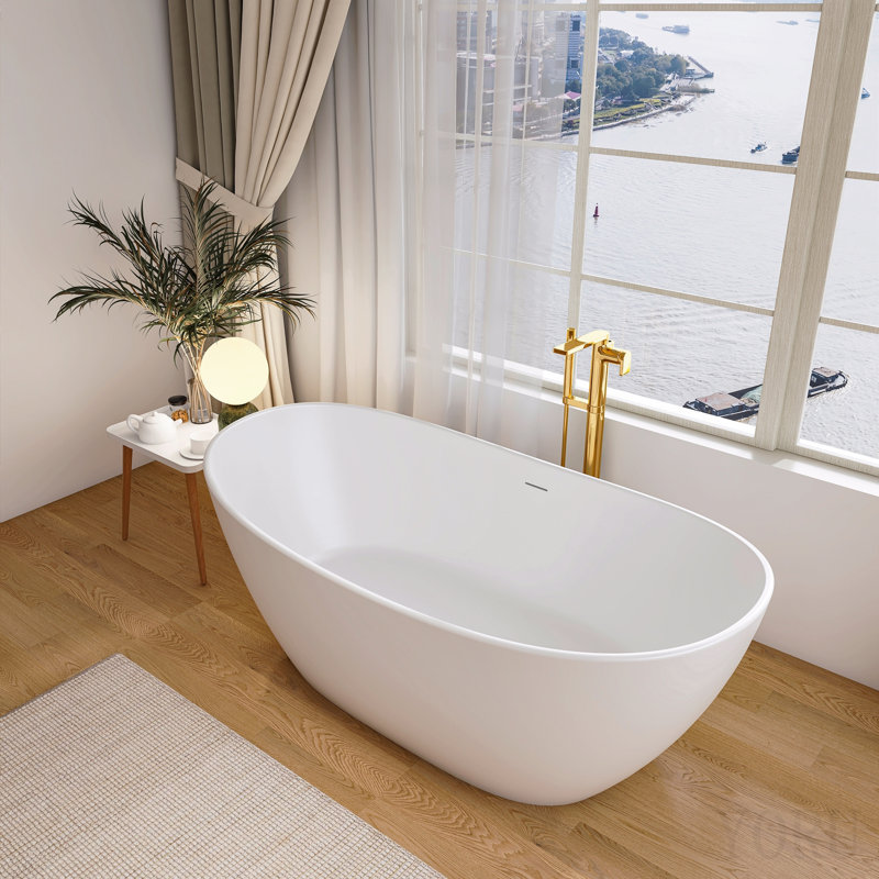 Baignoire de salle de bain autoportante en pierre artificielle 65 pouces