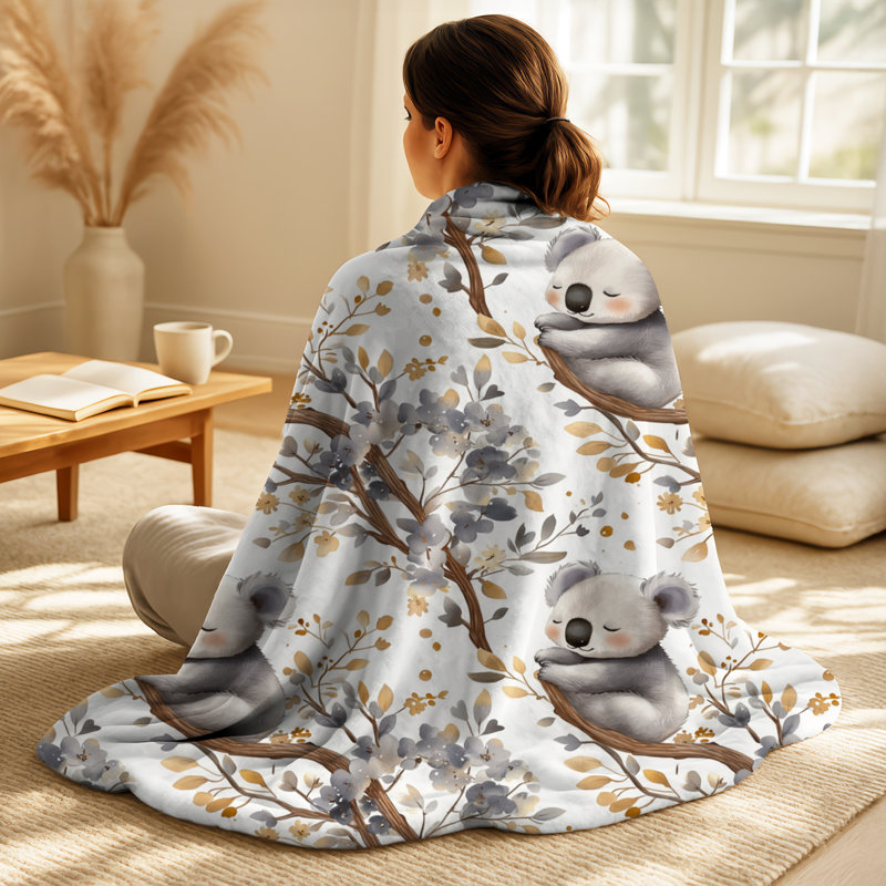 Sleepy Koala In Australie - Couverture pour enfant, imprimé animal, Imprimé animal brun