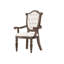 Rustic Style 2Pc Arm Chair Diamond Tufted Chair Back Fluted Front Legs Weather Oak And Beige Finish Dining Room