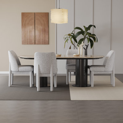 Chenille Upholstered Dining Chair Set Of 4 （Without Table)