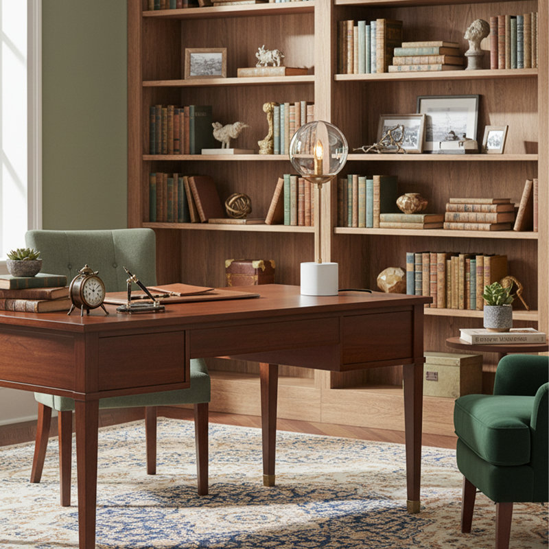 Lampe de table moderne en verre 22 po avec structure en métal, Clair, Doré