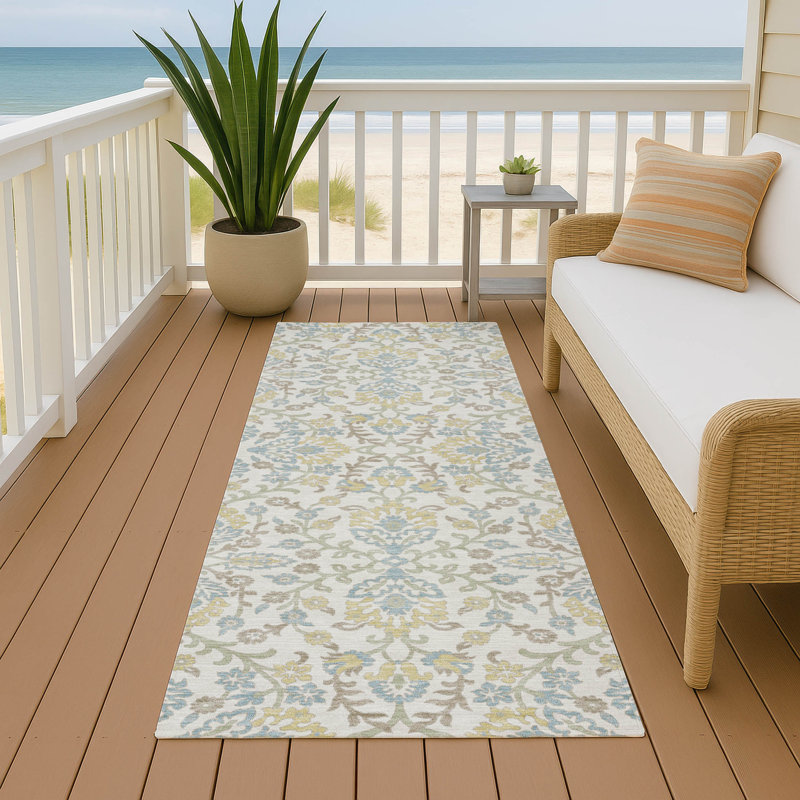 Machine Washable Indoor/Outdoor Chantille ACN2634 Global Rug, 2'3" x 7'6" Runner, Ivory