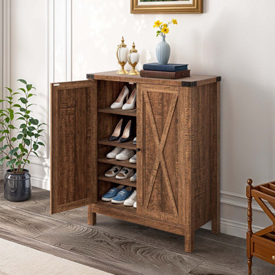 Range-chaussures Farmhouse, armoire en bois à 5 niveaux avec portes