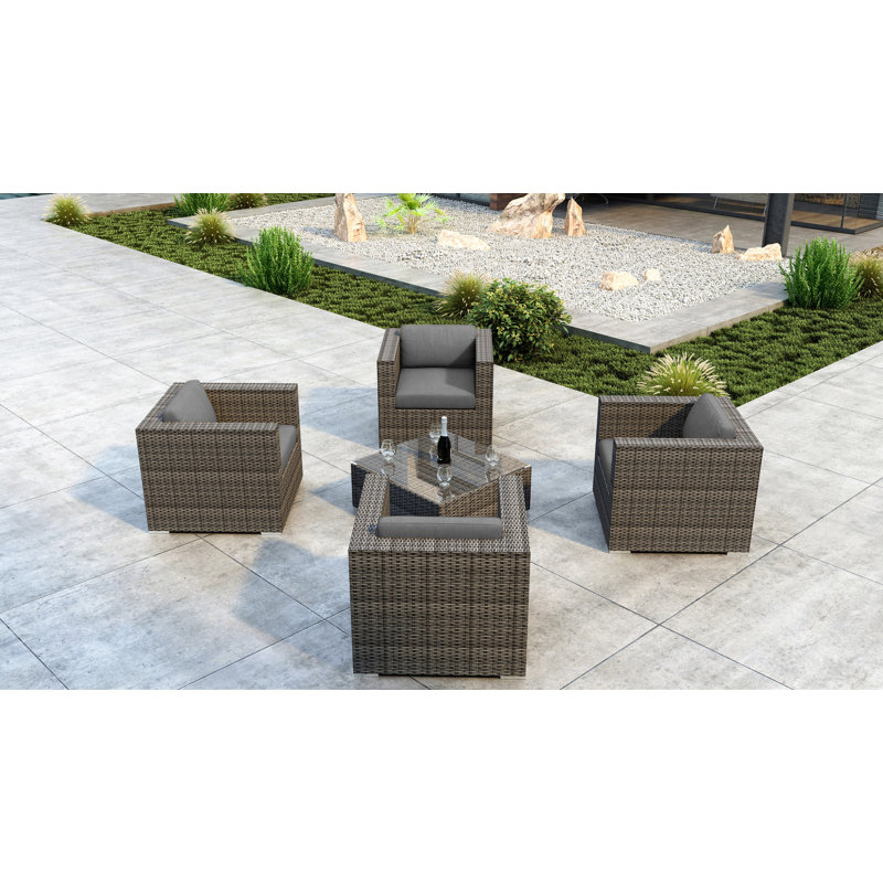 Ensemble de canapé 5 pièces avec coussin Sunbrella Ballu, Toile gris anthracite Sunbrella®