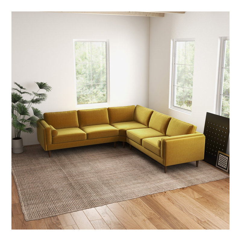 Amber Burnt Corner Sectional Sofa, Yellow
