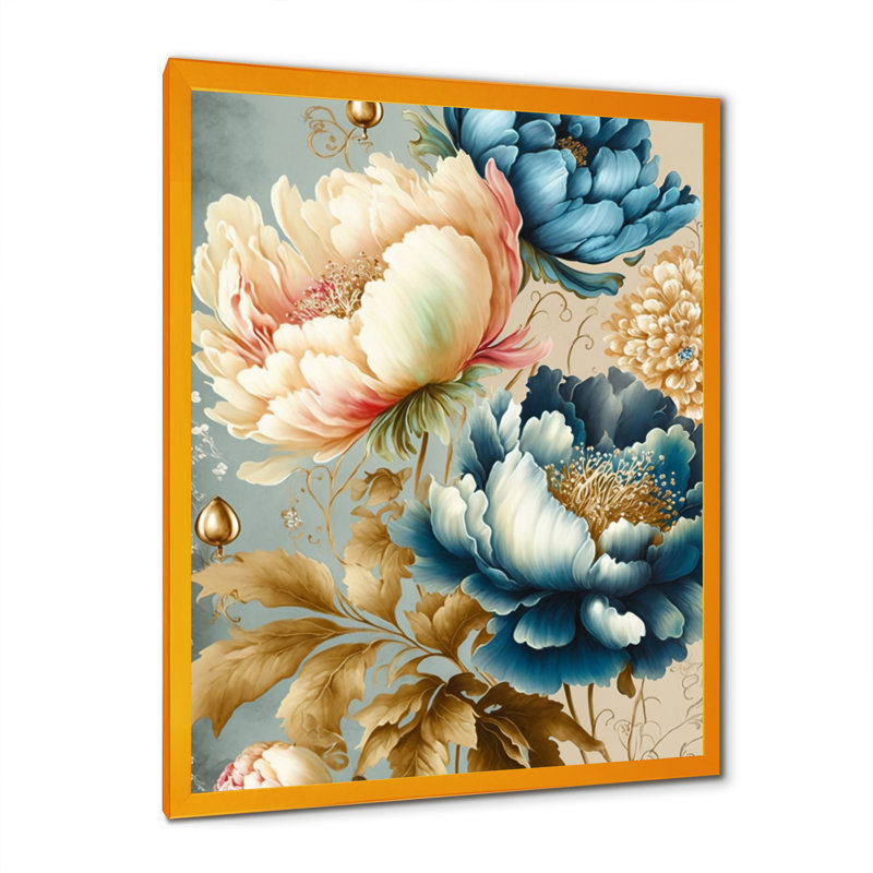 «Vibrant Multi-Color Floral Bunch III», impression sur toile, H 20 po x l 12 po x P 1 po, Impression sur dorée toile encadrée