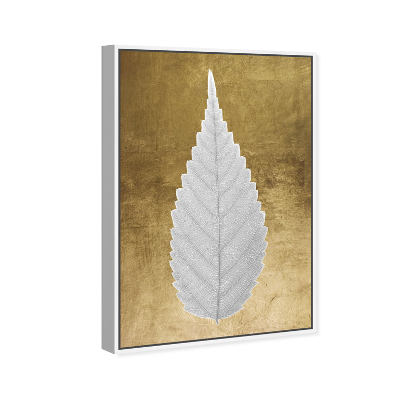 " Leaf In Gold II ", 36" H x 24" W, White Framed Canvas