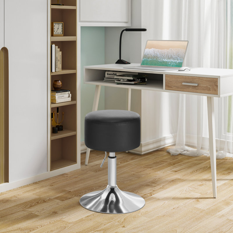 Kundana Swivel Upholstered Adjustable Height Counter Stool with Metal Frame, Black