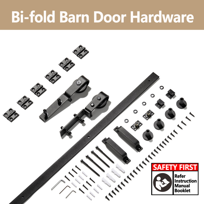 3 Lite Frosted Glass Prefinished Bi-Fold Barn Door With Hardware Kit, Assembly required, 42" x 84", 1