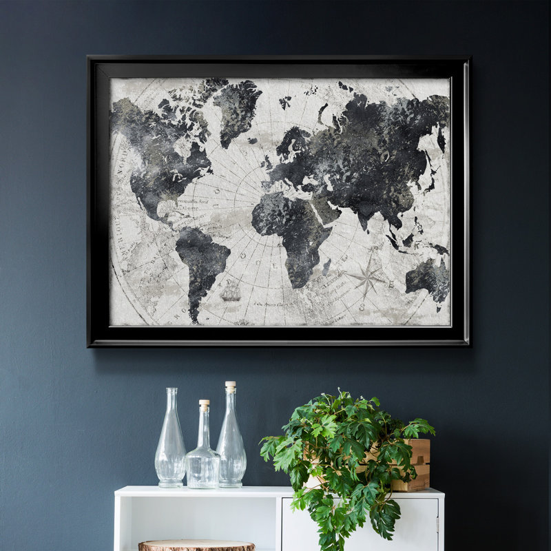 «Modern Atlas», cadre photo, impression sur toile, H 22,5 po x l 30,5 po x P 1 po, Noir