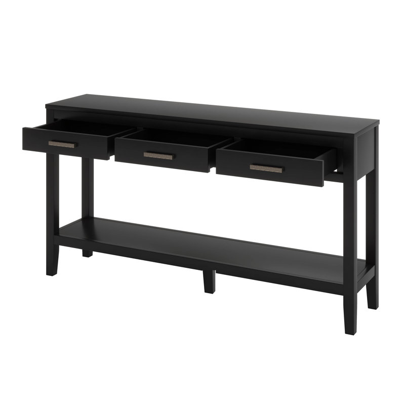Console d'entrée avec rangement, 3 tiroirs, Noir