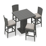 District Outdoor 5 - Piece Bar Height Dining Set with Cushions
