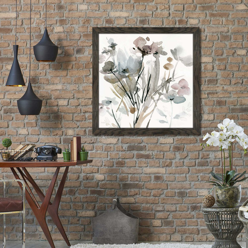« allure délicate fleuris i », reproduction de peinture à l’aquarelle encadrée, H 39,5 po x l 39,5 po x P 0,75 po