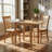 Oak Finish Hardwood Rectangular 3 Piece Dinette Set With Drop Leaf Slat Back Chairs