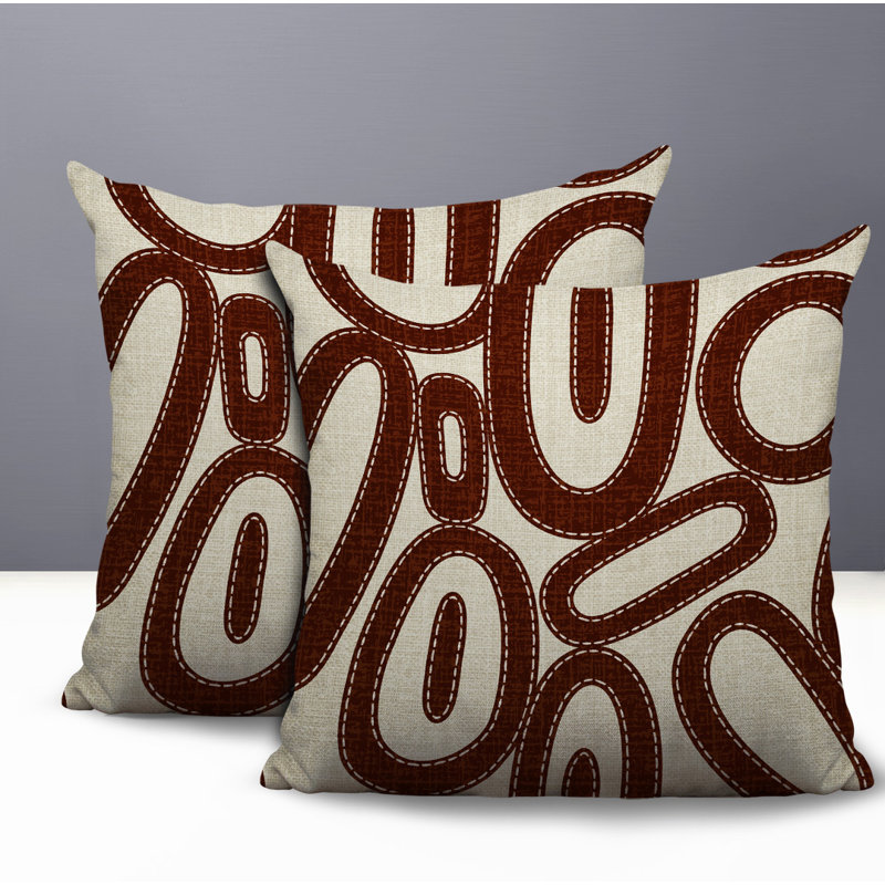 Oreiller réversible intérieur / extérieur Dina Tribal, 18 x 18, Brun