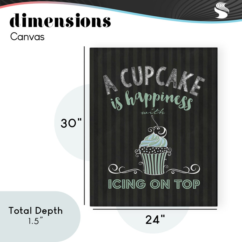 «Cupcake Is Happiness with Icing Canvas», design par Lettré et doublé, H 30 po x l 24 po