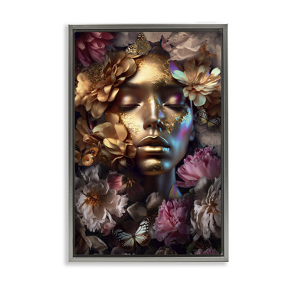 Toile flottante encadrée Lavish Floral Face par Reinders