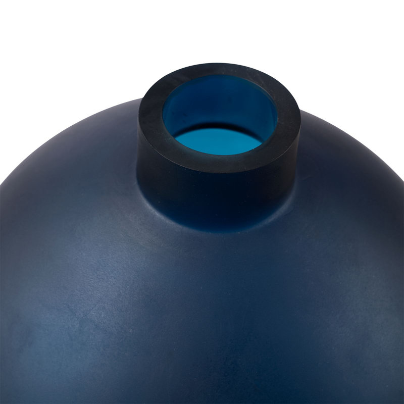 Sharri Handmade Glass Table Vase, 9.5" H x 6" W x 6" D, Prussian Blue