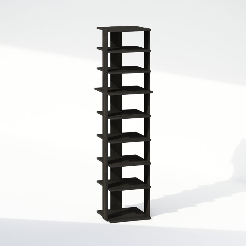 Furinno Compact 9-Tier Vertical Space Saving Free Standing Corner Shelf, Display Rack, Espresso, Espresso