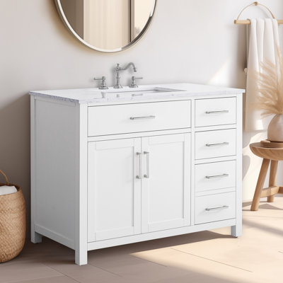 Ensemble de meuble-lavabo simple 42 po avec plateau en marbre Tremolo