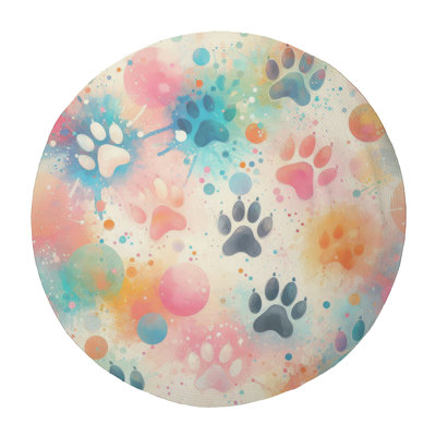 Dog Paw Paint Blots Braided Rug