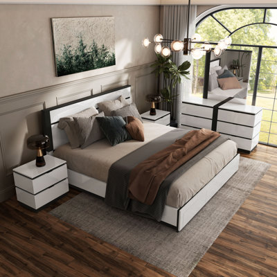 Ensemble de chambre avec lit plateforme 5 pièces Arakawa