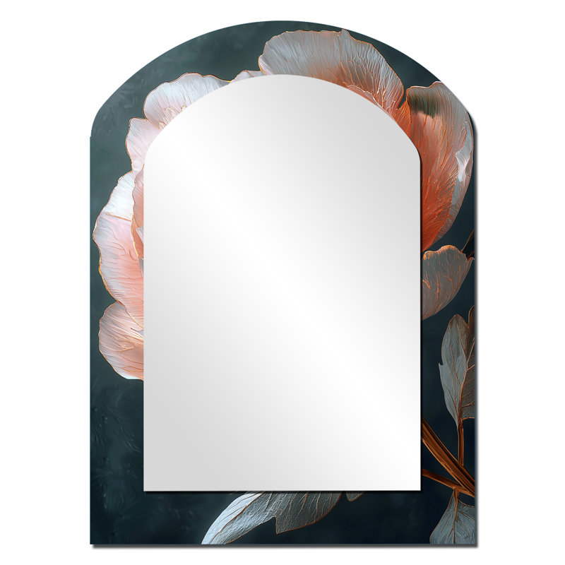 Pivoine rose rose doré à la lumière du soleil II - pivoine décorative asymétrique unique, miroir grand arc rose, impression d'art en métal