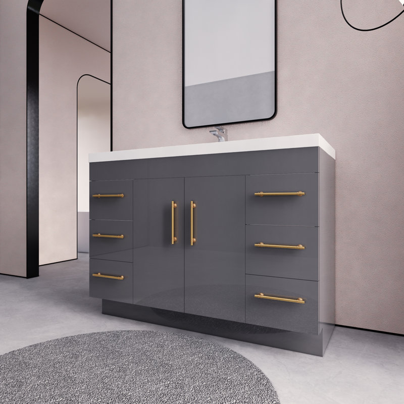 Ensemble de meuble-lavabo simple 48 po Maplesville, Gris