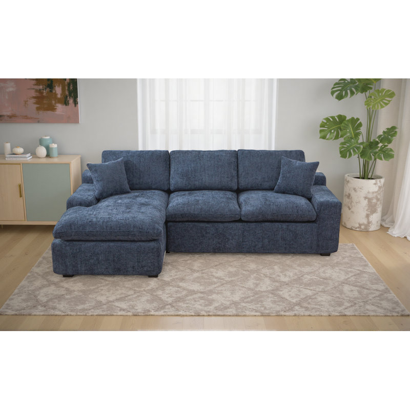 Canapé modulaire rembourré 107,9 po avec coussins double épaisseur et poches de rangement latérales, canapé-lit convertible de style canapé-lit, bleu