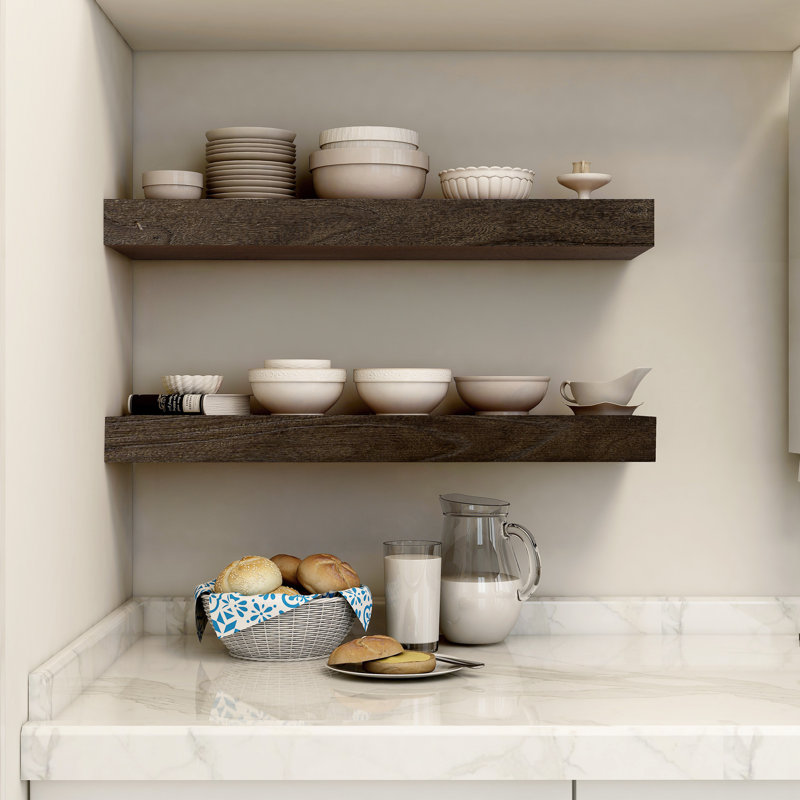 Elmor Heavy Duty Reclaimed Elm Floating Shelf , 1.96" H x 24" W x 8" D, Brown