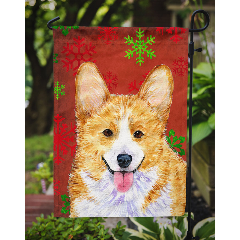 Drapeau rouge et vert Vart, Corgi (beige et blanc)