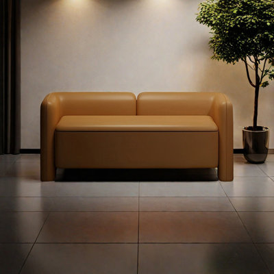 Banc de rangement rembourré en cuir Navjeevan