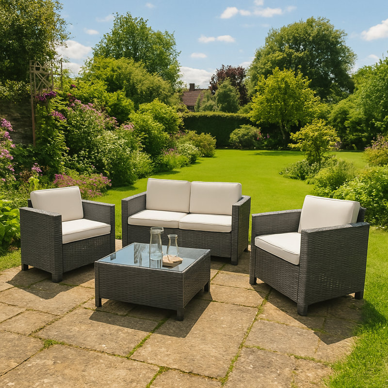 Gatland 4 Seater Rattan Sofa Set, Grey 