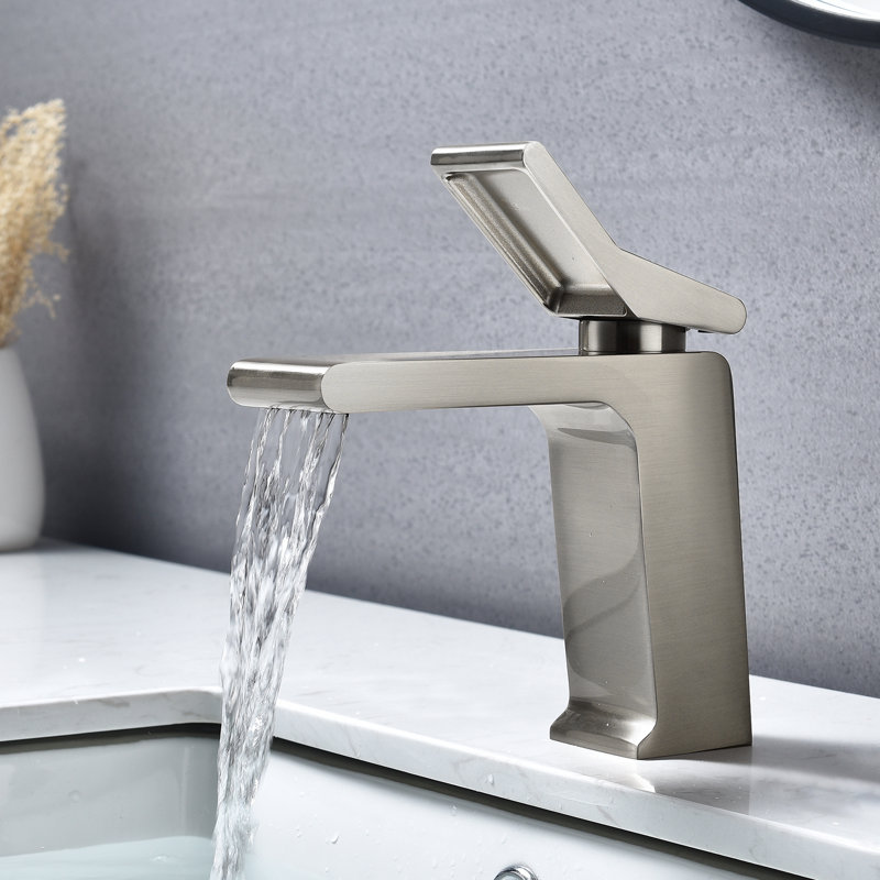 Single-handle Bathroom Faucet with Drain Assembly, Brushed Nickel