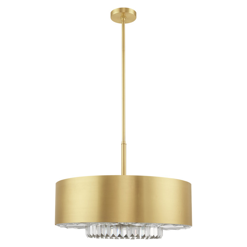 Lustre tambour unique à 6 lumières Madison, Laiton satiné, Or