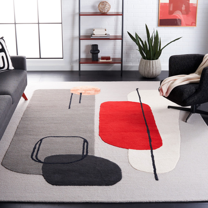 Tapis gris / argent en laine / viscose touffeté à la main Katsusuke, Rectangle 8 pi x 10 pi