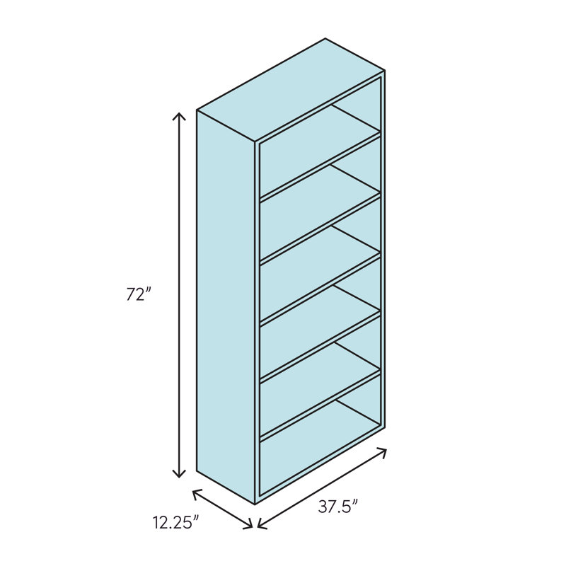 Bibliothèque standard H 84 "x l 37,5" Currey, H 72 po x l 37,5 po x P 12,25 po