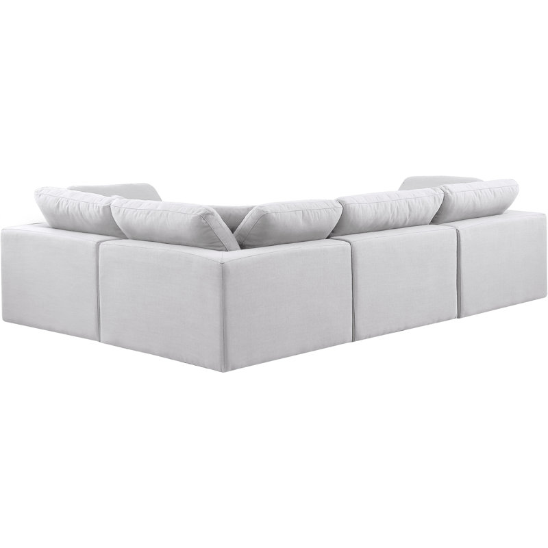 Canapé modulaire rembourré 4 pièces Hinrich, Tissu texturé en lin blanc