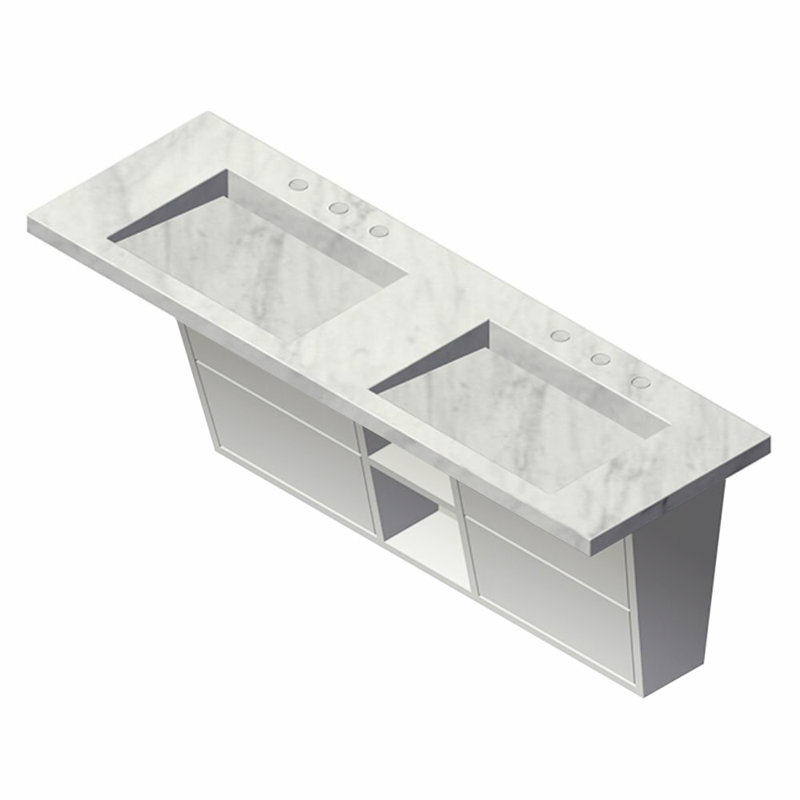 Libera 47.75'' W Wall Mounted Double Bathroom Vanity Base, Gloss Ardesia
