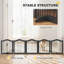 Dog Gate 5 Wood Panel Freestanding Pet Fence Folding Safety Barrier