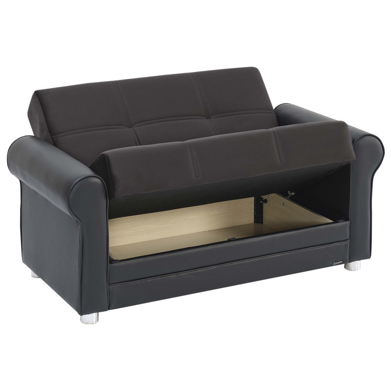 Causeuse convertible avec rangement Primenest Ithara Collection, Noir/brun foncé