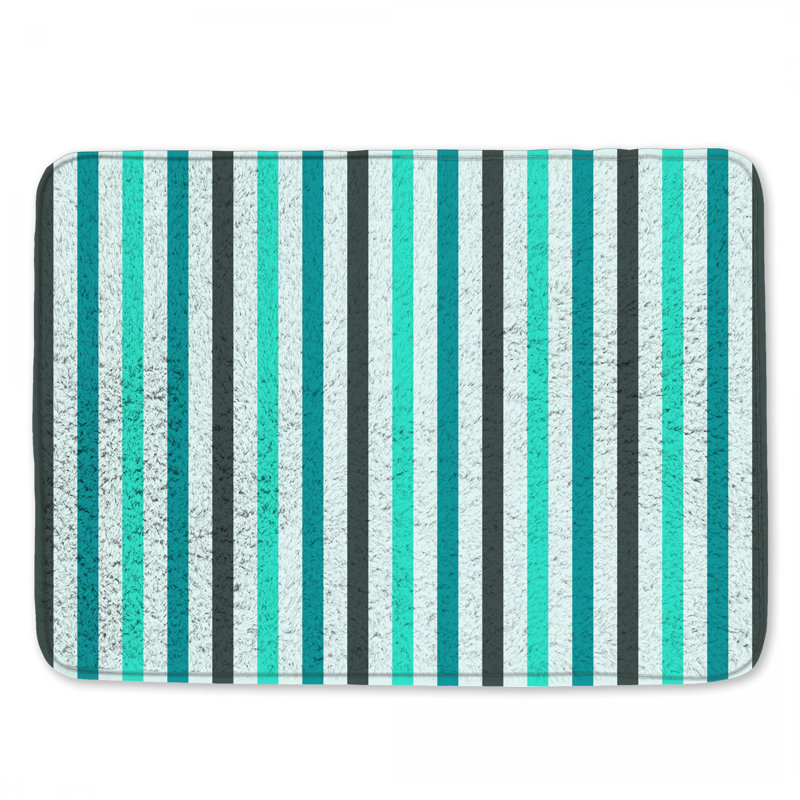 Tapis de bain à rayures verticales bleues, L 34 po x L 21 po