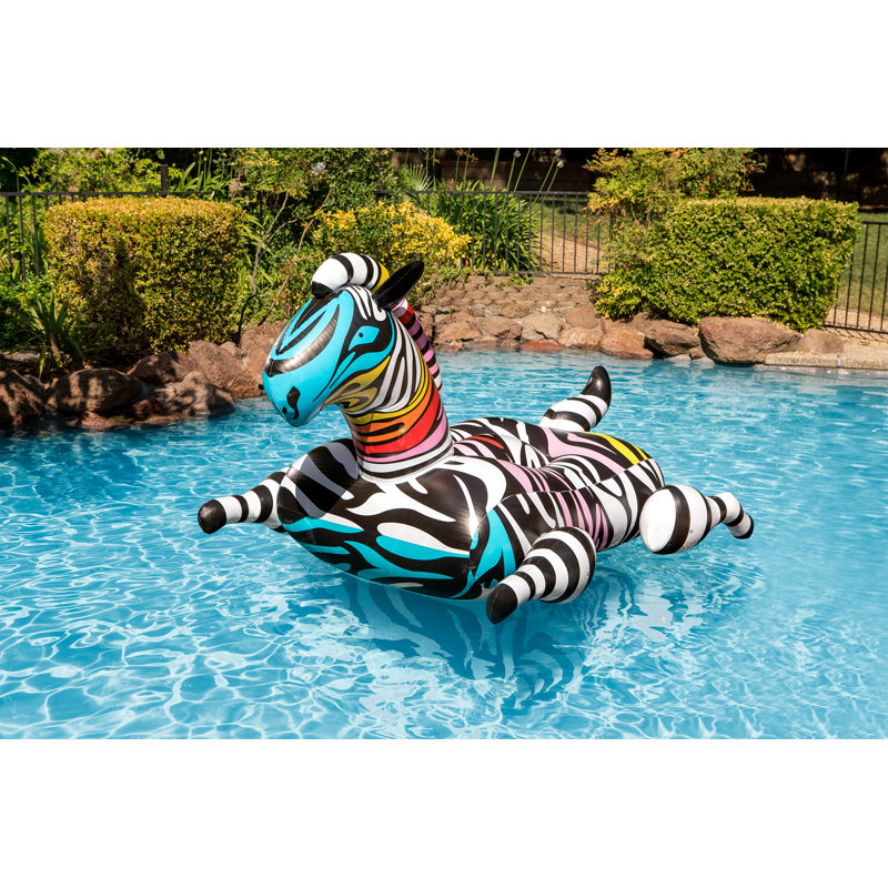 Poolmaster Zany Zebra Jumbo Swimming Pool Float Rider, Zebra