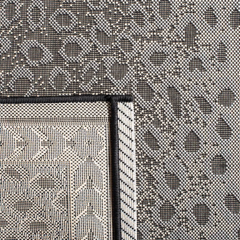 Gray and Black Animal Print Indoor/Outdoor Rug