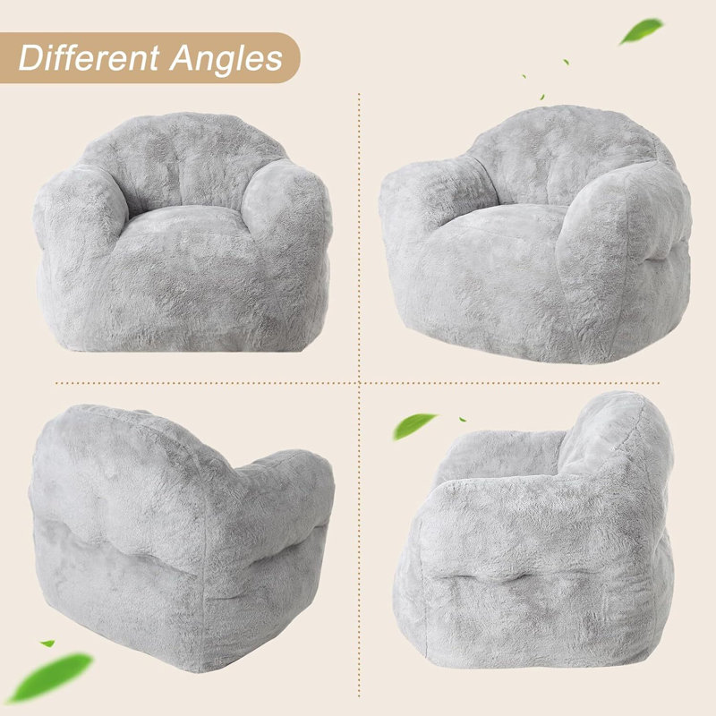 Fauteuil à billes pour adultes avec bourre, H 28 po x l 39 po x P 32 po, Gris clair