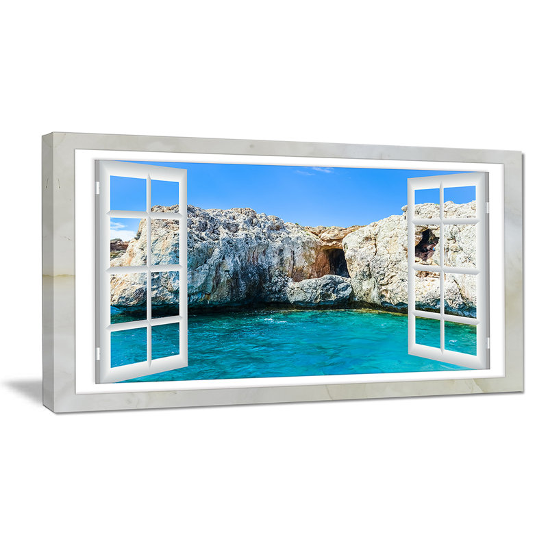 «Window Open to Sunny Summer Sea», impression sur toile tendue, H 16 po x l 32 po x p 1 po