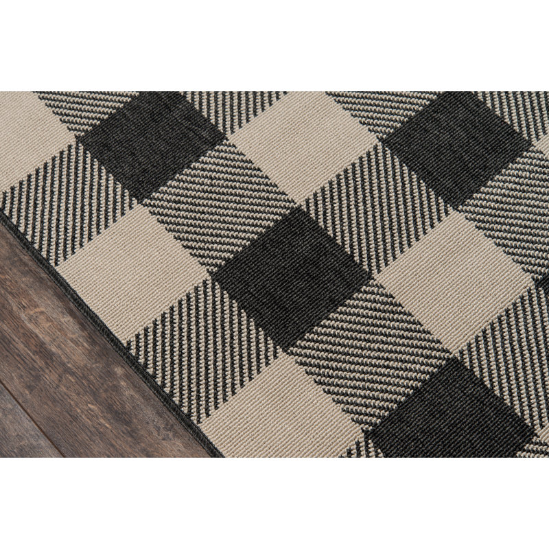 Tapis intérieur / extérieur gris anthracite Adrienne, Rectangle 2 pi 3 po x 4 pi 6 po