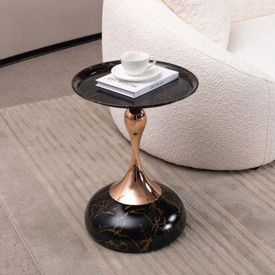 Round Metal Coffee Table Living Room Mermaid Tail End Side Table Modern Pedestal Table Minimalist Accent Table For Small Spaces Drink Martini Table Decoration For Living Room